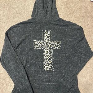 Gray Leopard Cross Hoodie